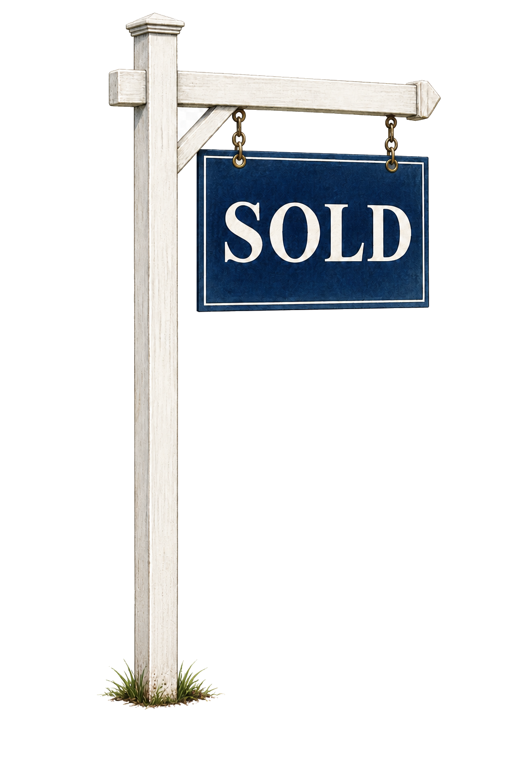 Illustrated SOLD yard sign set into grass